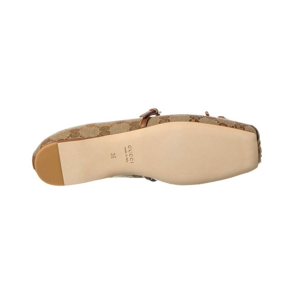 Gucci Horsebit Gg Canvas & Leather Ballet Flat, Beige - Picture 4 of 5